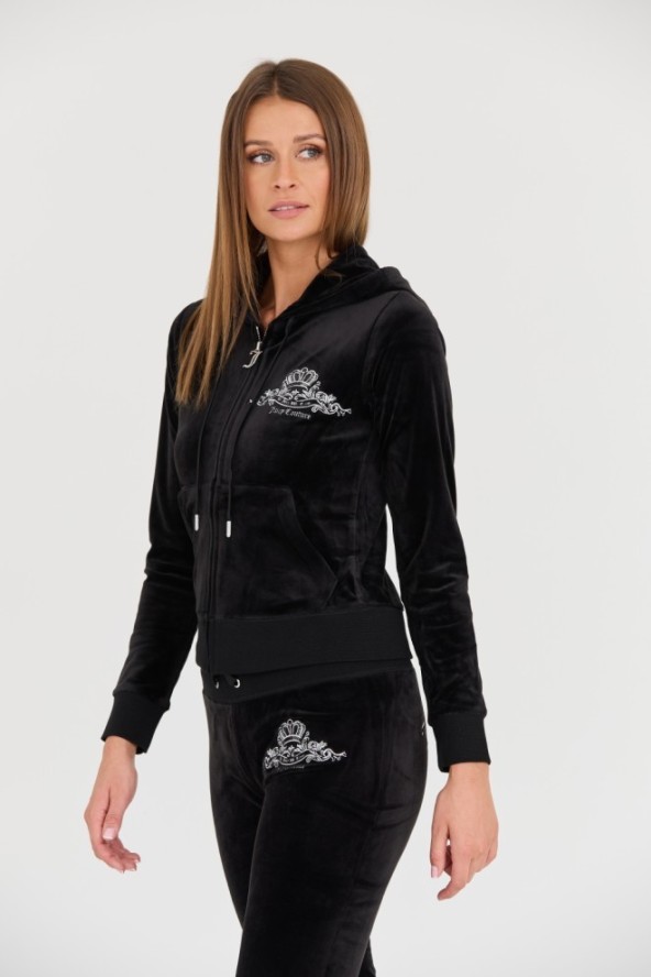 JUICY COUTURE Czarna damska bluza Arched Metallic, Rozmiar M