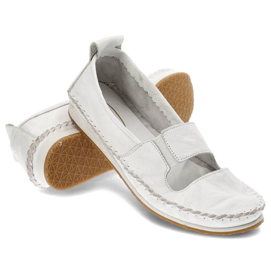 Białe Półbuty Lanqier Skórzane Buty Damskie