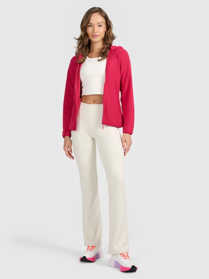 4F Polar slim z kapturem damski - różowy XXL