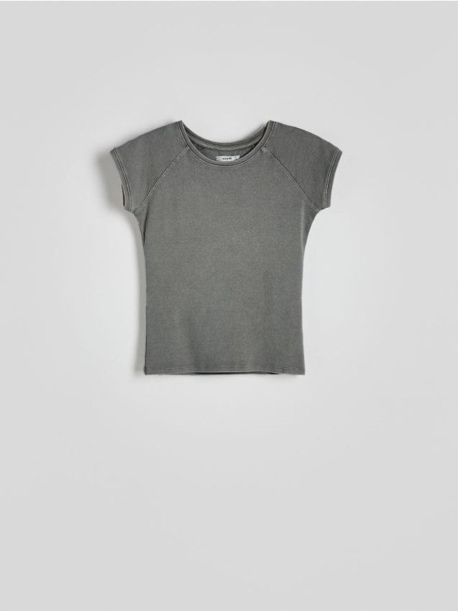 T-shirt z efektem sprania - ciemnoszary
