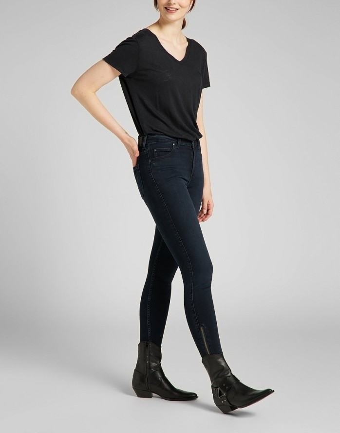 LEE SCARLETT HIGH DAMSKIE SPODNIE JEANSOWE ZIP DARK LEA L31BPHJB 112139830