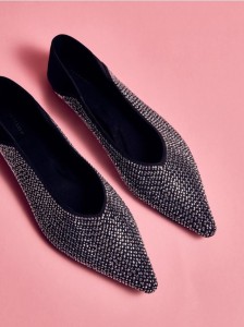 Baleriny z połyskującymi aplikacjami - czarny