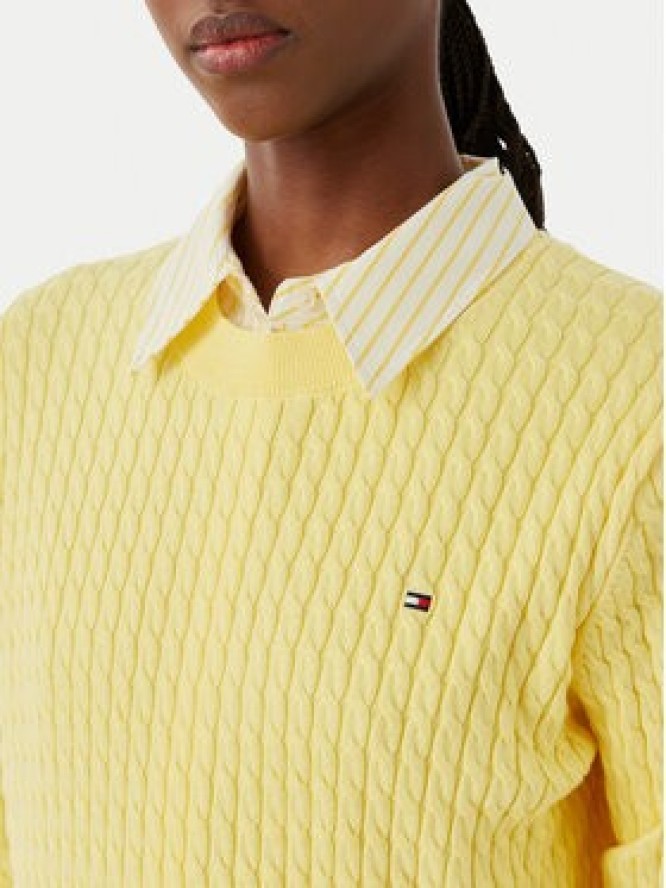 Tommy Hilfiger Sweter Fine WW0WW44993 Żółty jasny Regular Fit