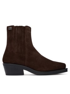 Tommy Jeans Botki Tjw Suede Cowboy Boots EN0EN03142 Brązowy ciemny