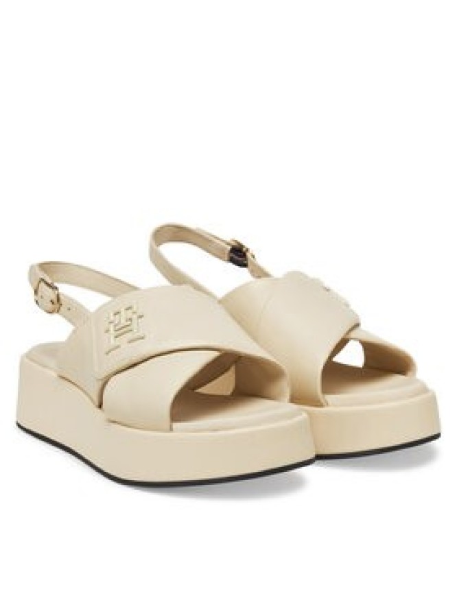 Tommy Hilfiger Sandały Th Logo Hw Padded Leather Sandal FW0FW08808 Beżowy