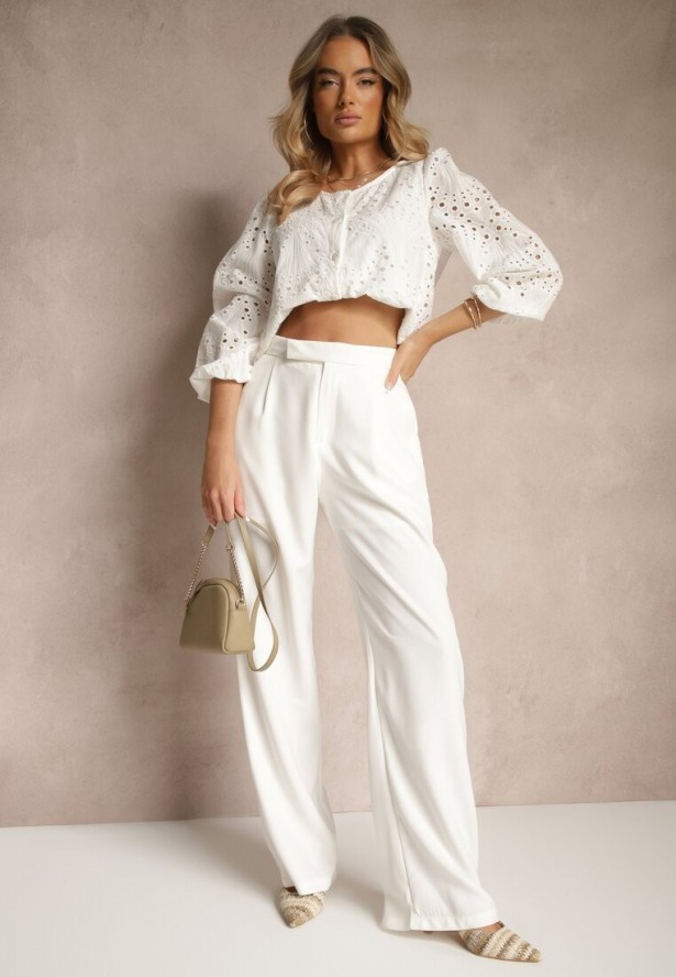 Biała Bawełniana Koszula Ozdobiona Haftem Fonliria