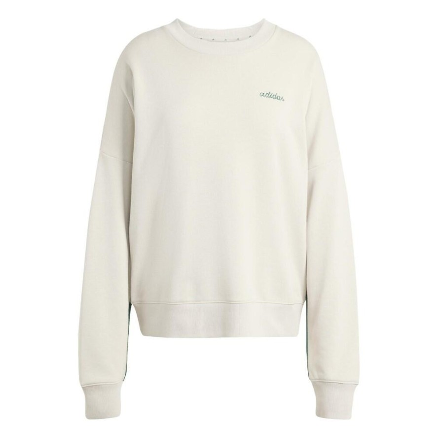 Bluza damska adidas beż JZ0196 z okrągłym dekoltem