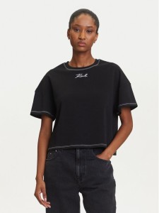 KARL LAGERFELD T-Shirt A3W17019 Czarny Boxy Fit