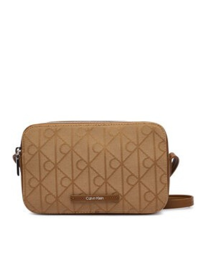 Calvin Klein Torebka Emblem Aop Jacquard Camera Bag LV04F3533G Brązowy