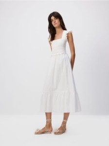 Sukienka midi - złamana biel