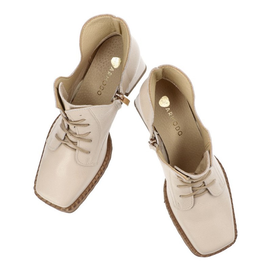 Beżowe Botki Amodo Modne Obuwie Damskie