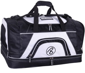 BRUBAKER torba sportowa 52 L - z przegrodą na mokre rzeczy i buty - czarno-biała