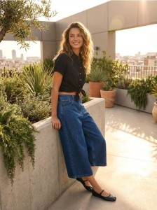 Wiskozowa koszula z ozdobnymi guzikami - czarny