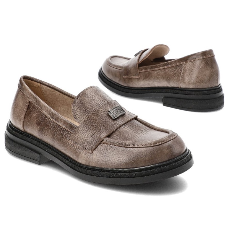 Brązowe Półbuty Armodo Wsuwane Obuwie Damskie