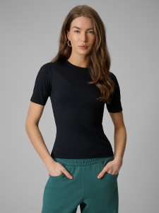 4F T-shirt slim gładki damski - czarny XL