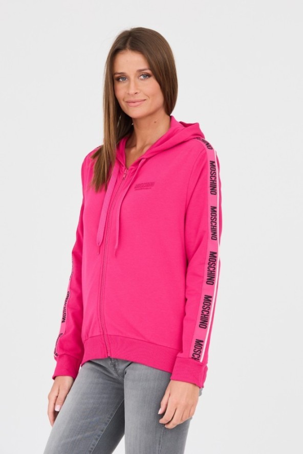 MOSCHINO Różowa damska bluza z lampasami, Rozmiar M