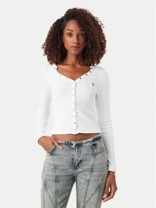 Guess Jeans Bluzka W6YP03 K3647 Biały Slim Fit