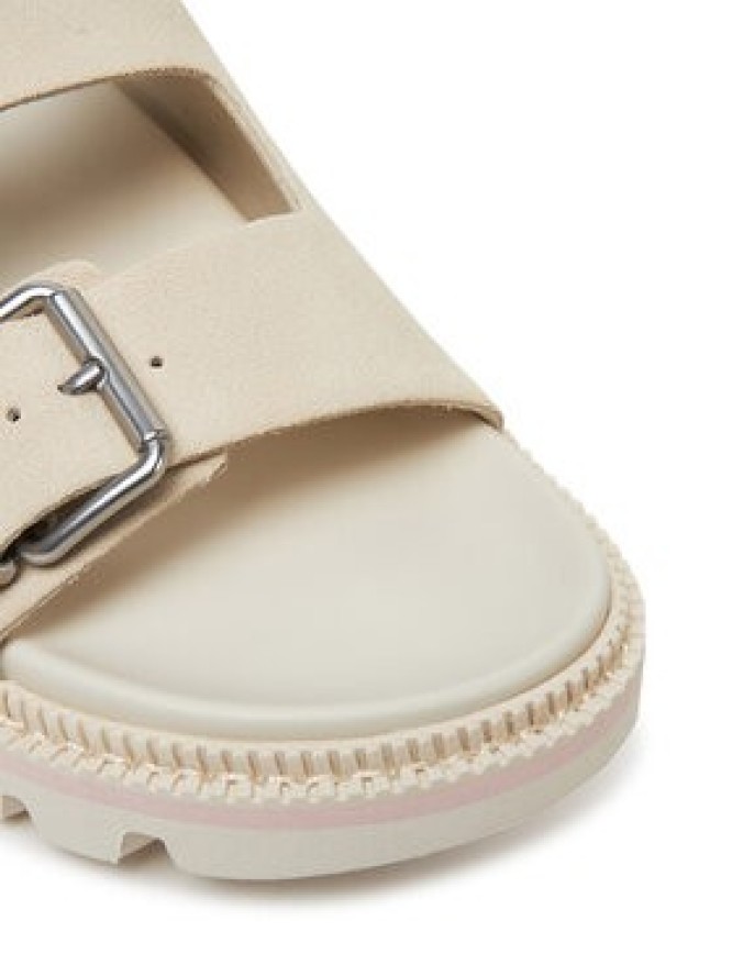 Tommy Jeans Klapki Double Strap Sandal Suede EN0EN02797 Écru