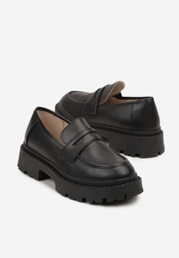 Czarne Mokasyny Vices na Platformie Dionela