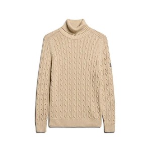 Sweter na plecionce z golfem damski Superdry
