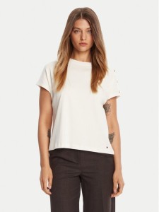 Tommy Hilfiger T-Shirt Gold Button WW0WW47455 Écru Regular Fit