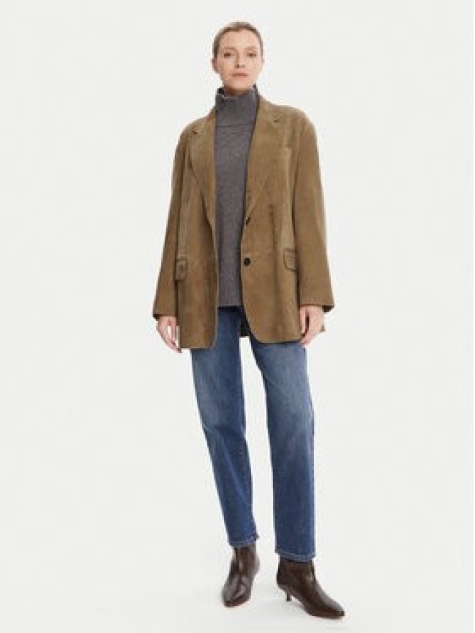 Weekend Max Mara Kurtka skórzana Rolanda 2525446071650 Brązowy Oversize