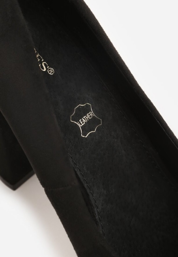 Czarne Czółenka Vices na Słupkowym Obcasie ze Skórzaną Wkładką Divira