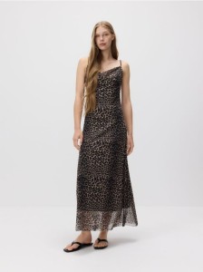 Sukienka midi ze zwierzęcym nadrukiem - wielobarwny