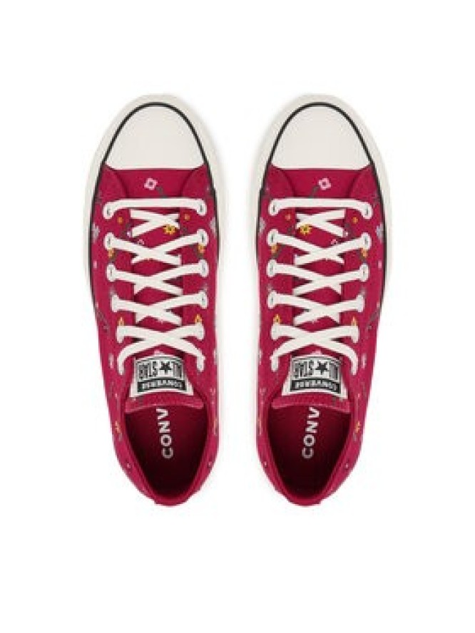 Converse Trampki Chuck Taylor All Star Lift Platform Embroidered Floral Patchwork A15535C Bordowy