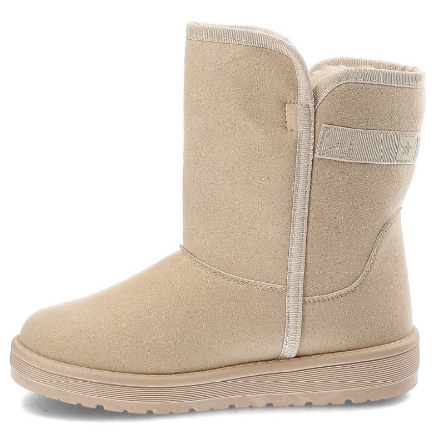 Beżowe Śniegowce Big Star Ocieplane Botki Damskie