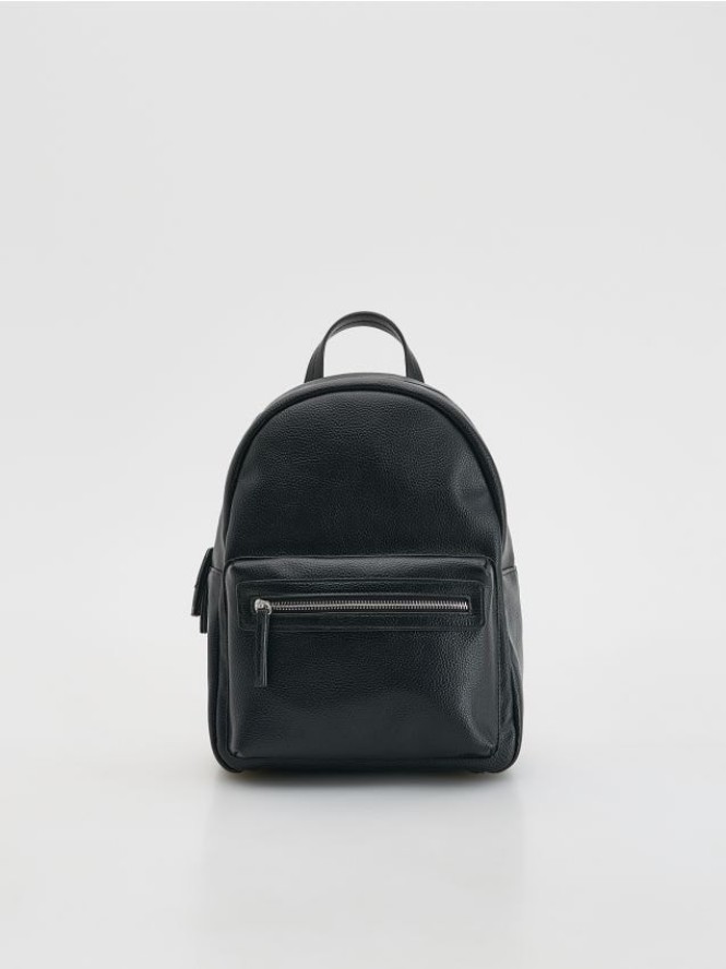 Plecak z imitacji skóry - czarny