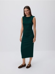 Sukienka midi z wiskozą - ciemnozielony
