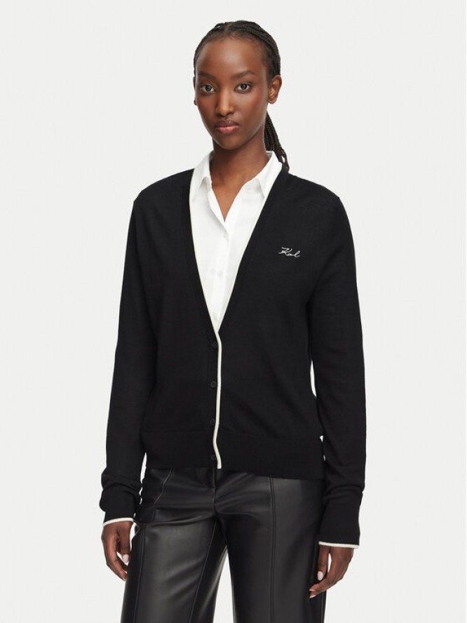 KARL LAGERFELD Kardigan B3W18038 Czarny Regular Fit