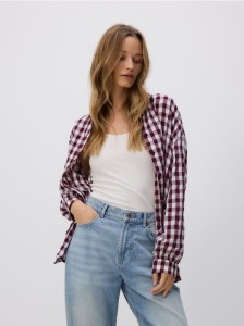 Koszula w kratę - bordowy