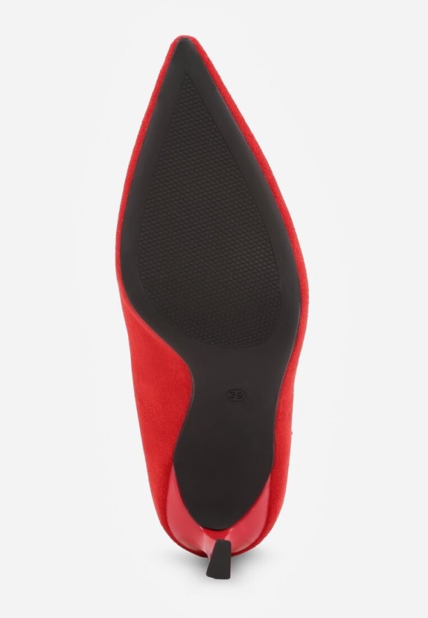 Czerwone Szpilki Vices z Ozdobnymi Paskami Tamorniel