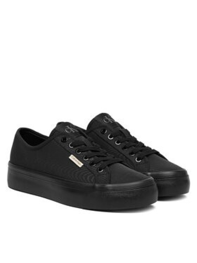 Calvin Klein Sneakersy Vulc Flatform Lace Up Moire YW0YW02012 Czarny