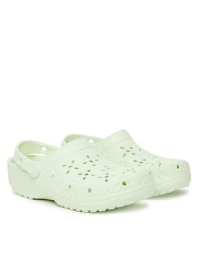Crocs Klapki Classic Floral Cut-Out Clog 210927 Zielony