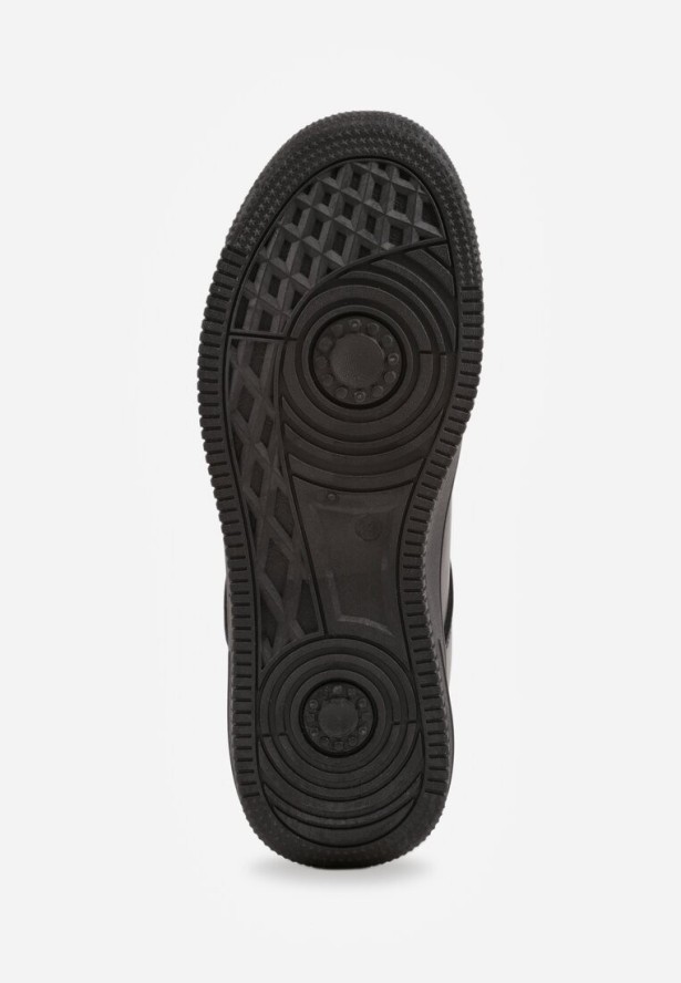 Czarne Sznurowane Sneakersy Ozdobione Perforacją Ellemisa