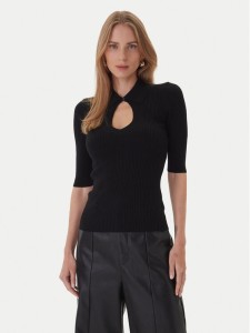 KAOS Sweter RI1NT053 0001 Czarny Regular Fit