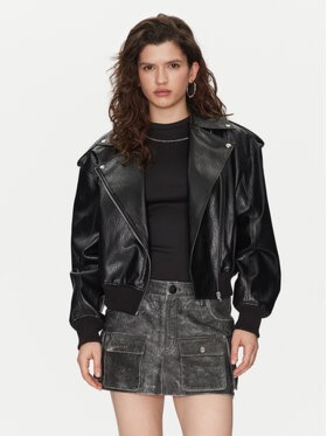 HUGO Kurtka z imitacji skóry Alipha-1 50530031 Czarny Relaxed Fit