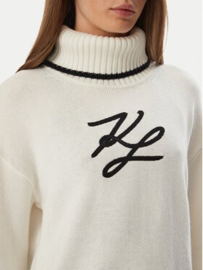 KARL LAGERFELD Golf B4W18033 Biały Regular Fit
