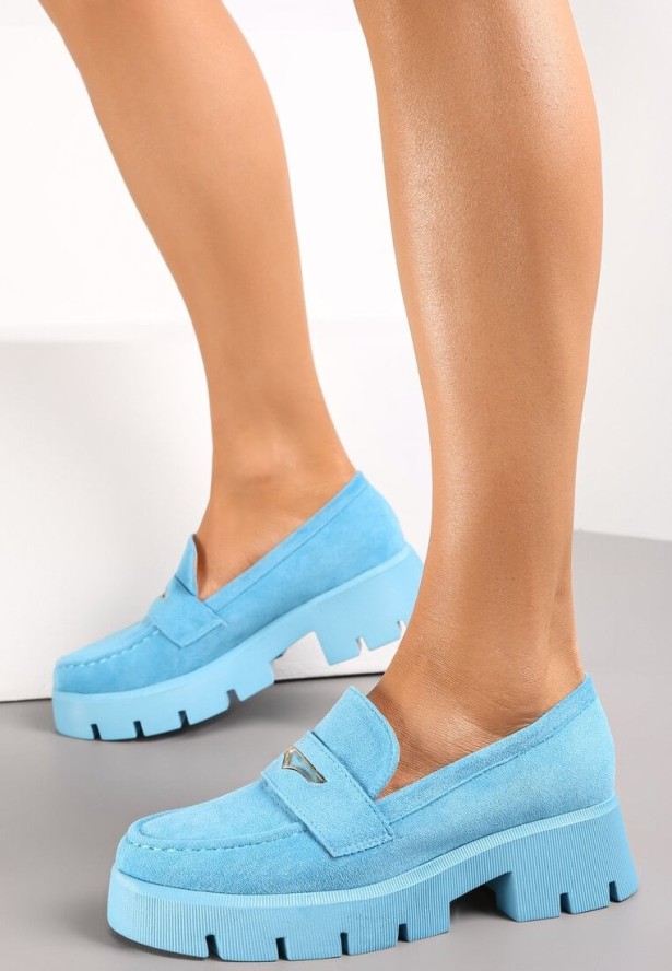 Niebieskie Mokasyny na Grubej Podeszwie z Protektorem Ulona