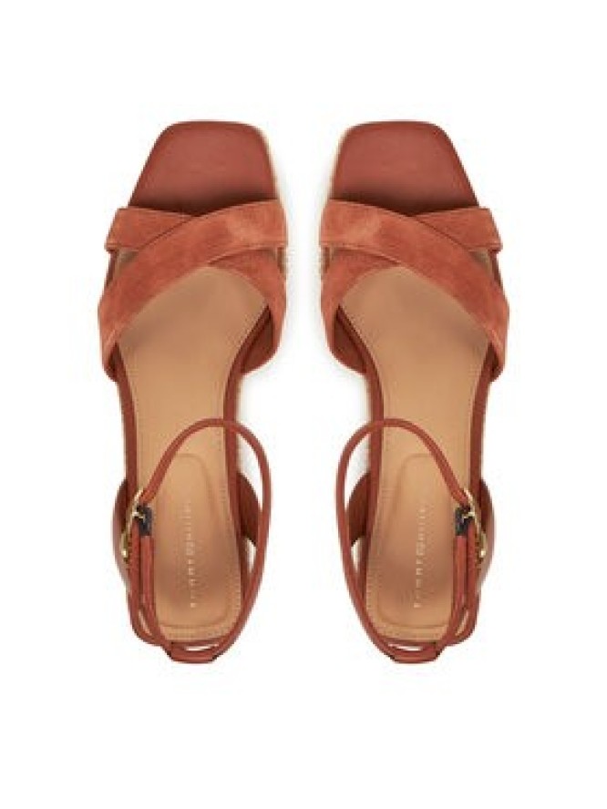 Tommy Hilfiger Espadryle Leather & Suede Mid Wedge Espad FW0FW08804 Brązowy