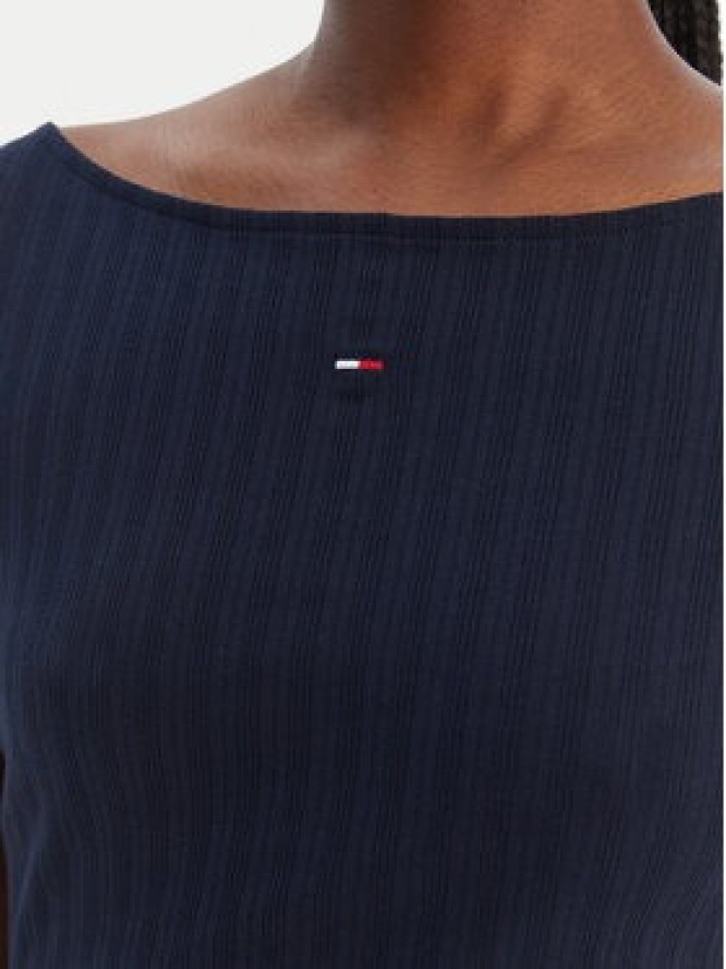 Tommy Jeans T-Shirt Lettuce Edge DW0DW22460 Granatowy Slim Fit