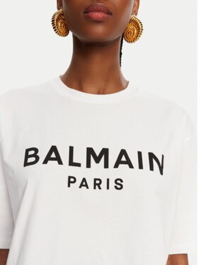 Balmain T-Shirt BF1EE020BB02 Biały Relaxed Fit