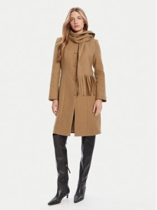 Rinascimento Płaszcz wełniany CFC0125616003 Beżowy Regular Fit