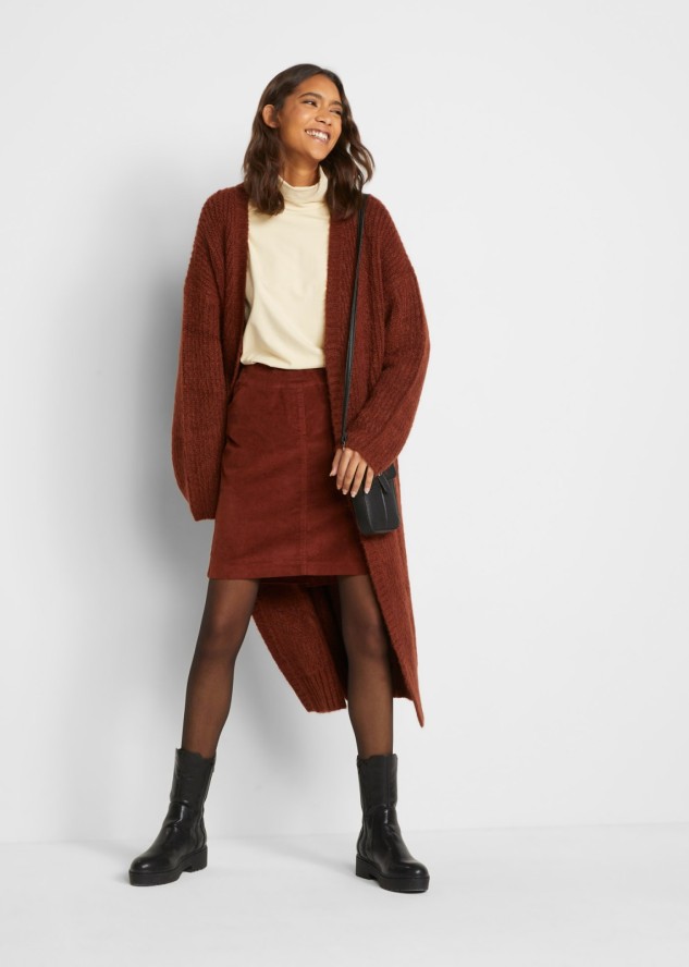 Spódnica sztruksowa z bawełny ze stretchem, z wygodnym paskiem