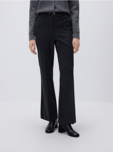 Spodnie flare z paskiem - jasnoszary