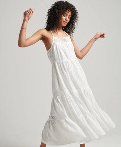 superdry Sukienka maxi Vintage Lace Cami z bawełny w kolorze Brilliant White