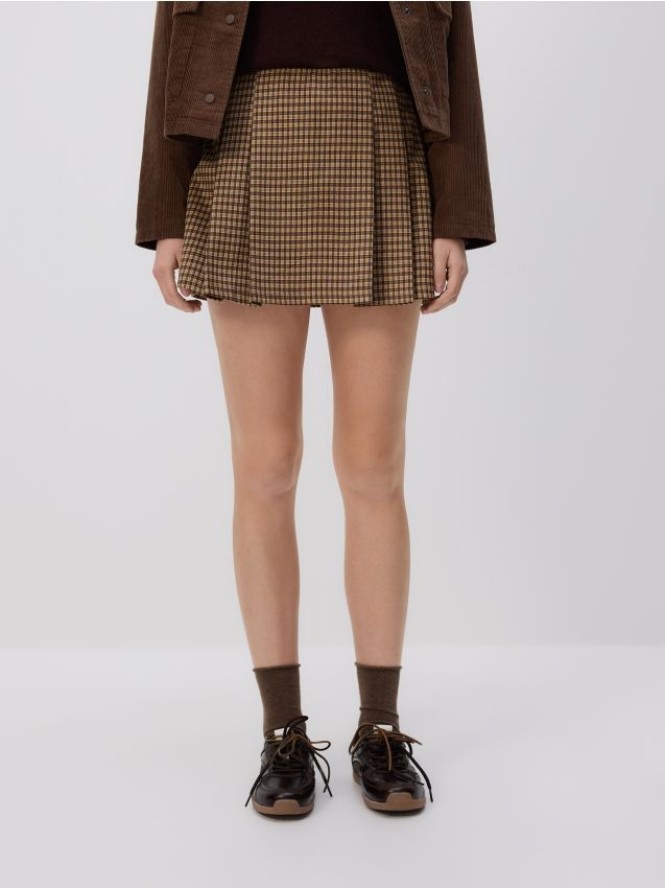 Spódnica mini w kratę - wielobarwny